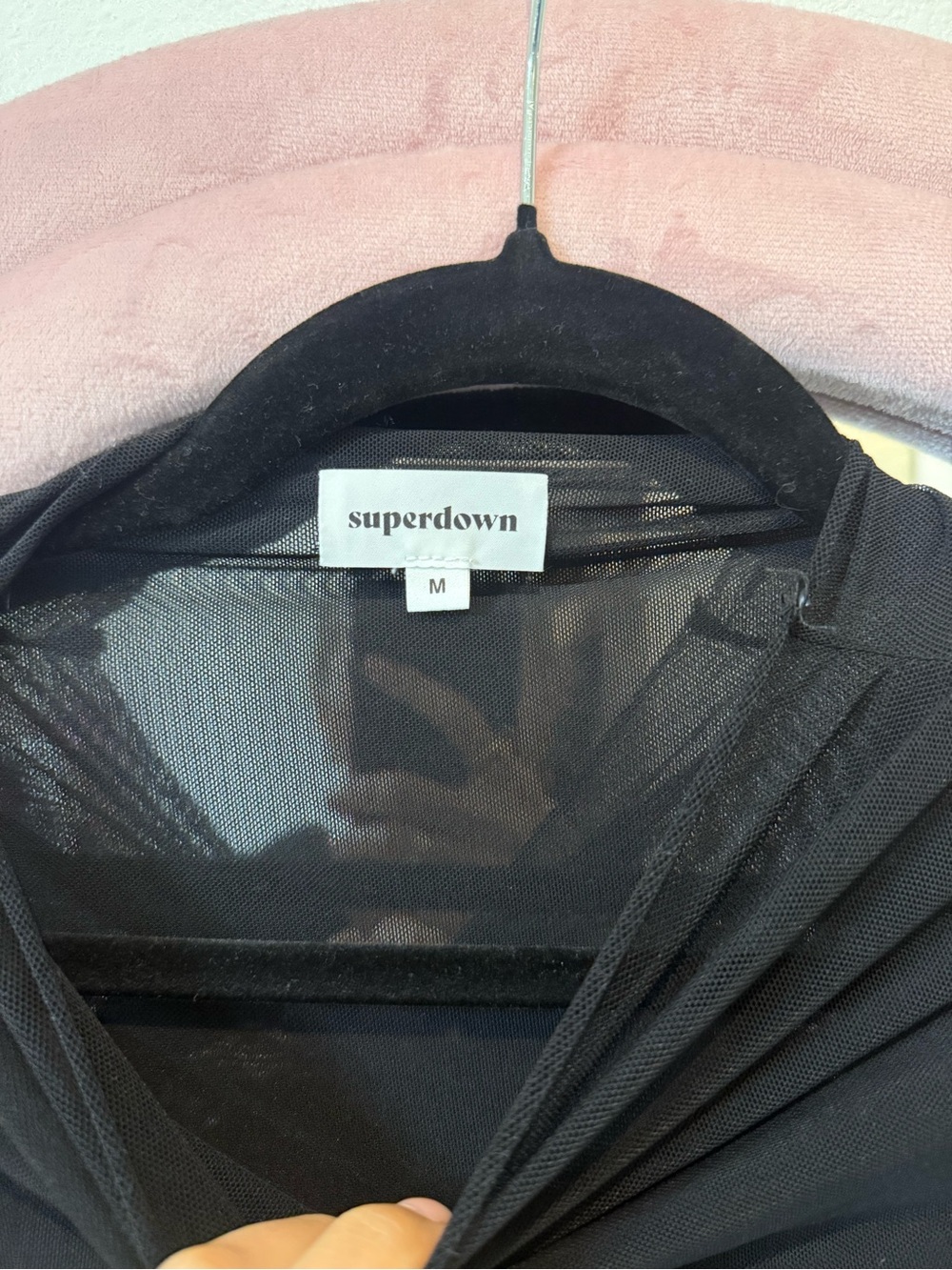 superdown Black Sheer Long Sleeve Top with Hood - Picture 2 of 2